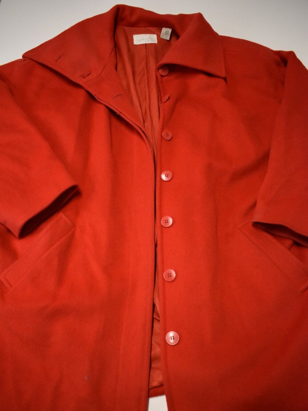 Vintage 20W Plus Size Schrader Custom Separates Red Wool Coat Women's Jacket